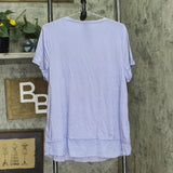 JM Collection Womens Layered Looked Chiffon Trim V-Neck Shirt Top Purple XL