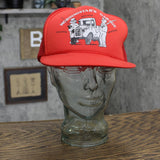 San Sun Mens Vintage Morningstar's Garage Trucker Baseball Hat Cap Red OS
