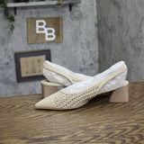 Franco Sarto Pump Faux Leather Woven Alabaster Off White MISMATCH (7.5M/8M)