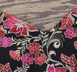 Siena Floral Embroidered Mesh Scalloped Hem Bodycon Midi Dress Black / Multi 4