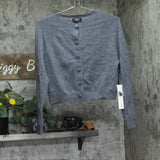 Aqua Womens 100% Cashmere Crop Button Crewneck Cardigan V10932 Medium Gray XS