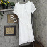 Ny Collection Chiffon Knee-Length Midi Dress Ivory Multi Circle White PXL