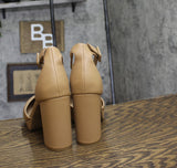 Sun + Stone Womens Birdey Ankle-Strap Block-Heel Sandals Nude Brown 9.5M