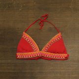 Becca Womens Textured Accent Bikini Swim Top Red See Measurements