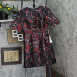 Vince Camuto Womens Floral Jacquard Short-Sleeve Dress VC4M5797 Red Multi 6