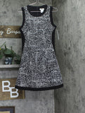 DKNY Petite Colorblocked Fit Flare Sleeveless Cocktail Dress Black / White 10P