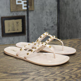 Inc International Concepts Womens Ellie Jelly Flat Sandals Nude Stud Brown 10M