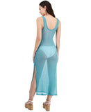 Miken Womens Metallic Mesh Tank Dress Cover Up I9979Q059 Sugar Blue L