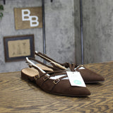 A New Day Womens Twiggy Multi Buckle Mini Heel Flats 94303760 Brown 8.5M