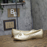 Reaction by Kenneth Cole Woven Bow Square Toe Dress Flats Gold Yellow 5.5M