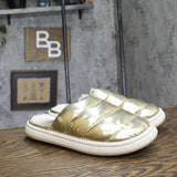 Stars Above Merritt Platform Shine Scuff Slide Slippers Gold Yellow L (9-10)