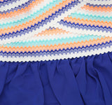 B Darlin Chiffon Asymmetrical-Hem Fit and Flare Dress White / Blue Multi 7 / 8