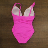Bleu By Rod Beattie Womens Plunging V-Neck One-Piece Swimsuit Dahlia Pink 10