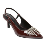 A New Day Womens Serafina Heels Rhinestone Slingback 94661786 Burgundy Red 9M