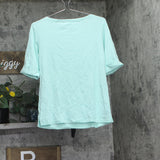 Karen Scott Womens Boat Neck 1/2 Sleeve Knit Shirt Top Aqua Blue Green S