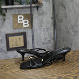 Marc Fisher Strappy Baizel Heeled Sandal MLBAIZEL Black Leather 9.5M