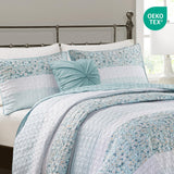 Madison Park 4pc Tulia Seersucker Coverlet Set Aqua Blue Multi Full / Queen
