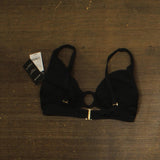Lauren Ralph Lauren Womens Beach Club Solid Macrame Ring Top Bikini Black 10
