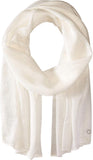 Calvin Klein Rectangle Liquid Metallic Evening Wrap Scarf Eggshell Off White OS