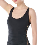 Carmen Marc Valvo Womens Beaded Scoop Neck One-Piece Swimsuit C10377 Black 12