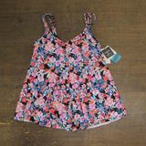 Swim Solutions Womens Floral Print Pleated Tankini Swim Top 806836 Pink Multi 12