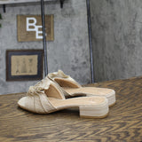 A New Day Womens Woven Short Block Heels Ruffle Brown 7M