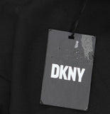 DKNY Women's Puff Sleeve Round Neck Tie Waist Solid Midi Dress Black 12