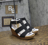 Dr. Scholl's Womens Barton Wedge Platform Sandal F6474S1 Black Snake 6M