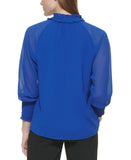 Calvin Klein Womens Long Sleeve Ruffle Collar Blouse M2TAI691