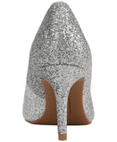 On 34th Womens Jeules Pointed-Toe Slip-on Pumps Silver Glitter Gray 7.5M