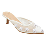 A New Day Womens Delilah Mesh Floral Mule Heels 92611119 White 7.5M