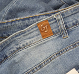 Gogo Jeans Distressed Frayed Straight-Leg Jeans Medium White Wash Blue 20W