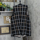 Cj Banks Womens Plaid Fuzzy Knit Duster Sleeveless Cardigan Black Multi 1X