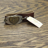 Erica Lyons True Be You Be Kind" Heart Cuff Bracelet Silver Gray / Brown 8.5"