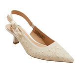 A New Day Pearl Slingback Heels with Pointed Toe 92611221 Ivory Off White 6M