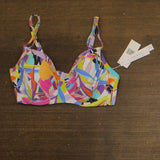 Bleu by Rod Beattie Convertible Cross-Back Bikini Swim Top White / Multi 34DD