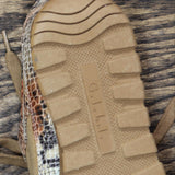 G.I.L.I. Womens Snake Print Suede Low Top Sneakers Caramel Brown 6.5M