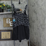 Swim Solutions Plus Size Polka Dot Swim Romper One Piece Rain of Dots Black 18W