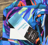 Swim Solutions Tropical Leaves Bow-Front Swim One Piece Dress Black / Multi 16