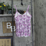 Swim Solutions Print Tiletale  V-Neck Tankini Swim Top Magenta Purple / White 10