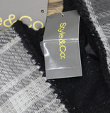 Style & Co. Womens Plaid to Solid Reversible Topper Cozy SC4642515 Black / Gray
