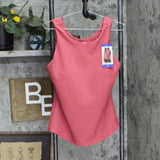 32 Degrees Womens Mini Ribbed Tank Top with Built in Bra Slate Rose Pink M