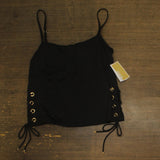 Michael by Michael Kors Womens Grommet Tankini Swim Top MM30322 Black L