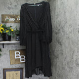 Tommy Hilfiger Womens Long Sleeve Sheer-Sleeve Surplice Dress Black / Gold 12