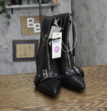 A New Day Womens Mickey Point Toe Moto Ankle Boots 90974111 Black 6.5M