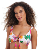 Bar III Womens Bermuda Babe Lace-up Bikini Swim Top MBBU25145 White Multi M