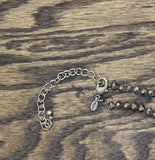 Chico's Beaded Opera Long Necklace with Pave Focal Bead Gray 32" + 5"