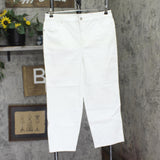 Style & Co Womens High Rise Cropped Jeans White 12