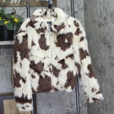 Wild Fable Faux Fur Full Zip Collared Long Sleeve Jacket Cream Off White L