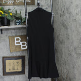 Karl Lagerfeld Embellished Buttons Sleeveless Collared A-Line Dress Black 6